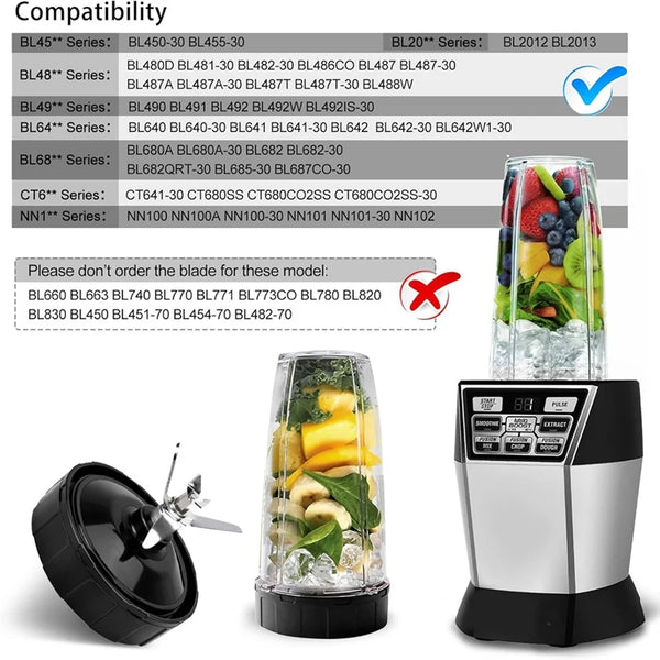A65T 6PCS 7 Fins for Ninja Blender Blade Replacement Parts for Nutri for Ninja BL450 Mixer Accessories Stainless Steel