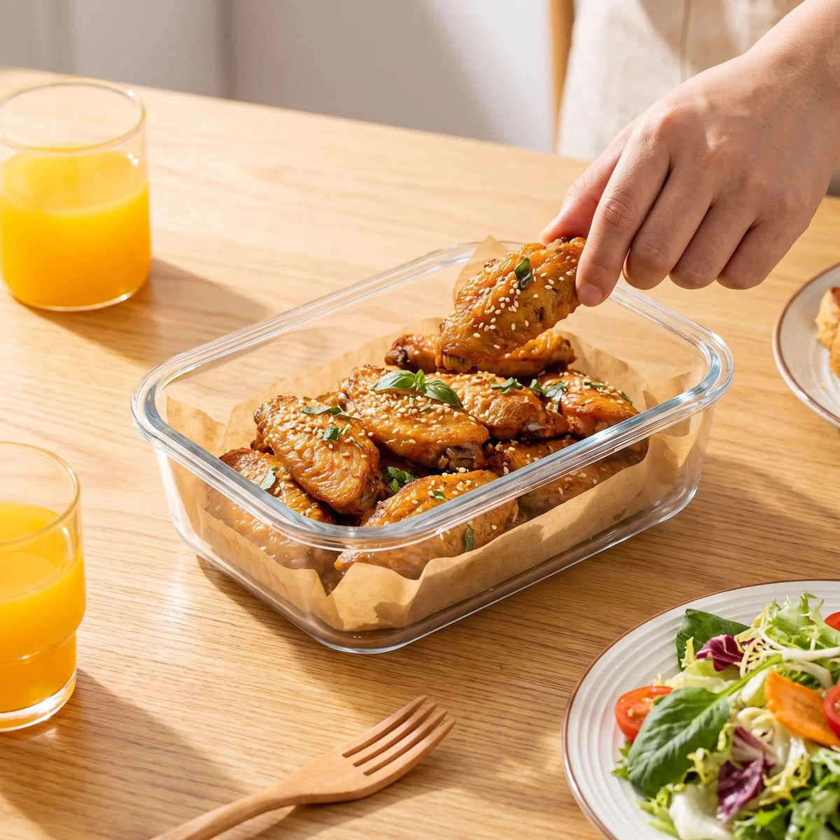 2Pcs Borosilicate Glass Baking Dish Heat Resistant Pan Compatible with Air Fryer Oven Bakeware Glass Container Kitchen Baking Glassware