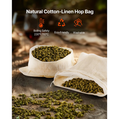 SucceBuy Brew Bags 2PC Nylon Material Grain Bag 10PCS Natural Cotton-Linen Hop Bag Only for Our Automatic Beer Brewer