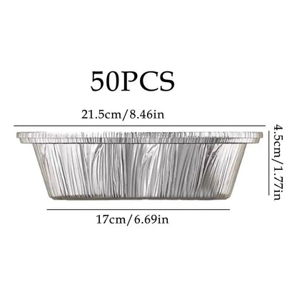 50pcs Aluminum Foil Trays Non-Stick Aluminum Foil Baking Pans Air Fryer Sheets Liners Round Oil-proof Air Fryer Basket Liner