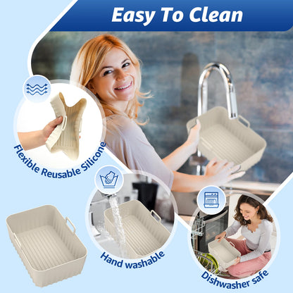 Reusable Silicone Air Fryer Basket Liner Non-Stick Heatproof Air Frying Pan Oven Baking Tray Kitchen Air Fryer Silicone Liner