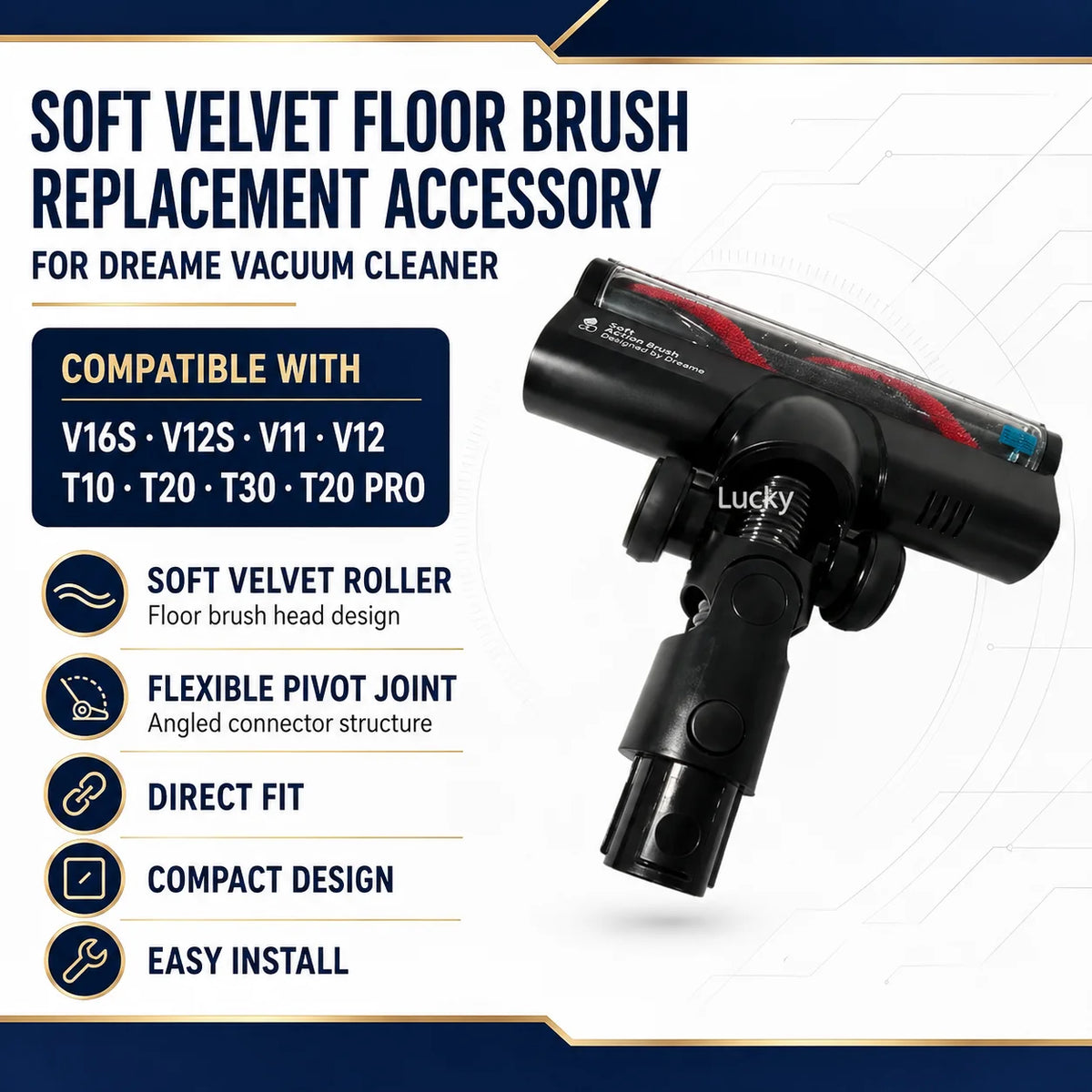 Dream V16S V12S V11 V12 T10 T20 T30 T20pro Roller Brush Head Replacement Soft Velvet Floor Brush Head Vacuum Cleaner Parts