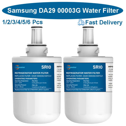 Replacement Refrigerator Water Filter Compatible with Samsung DA29 / 00003G / DA29-00003B / DA29-00003A / HAFCU1 — 1-6 Pack