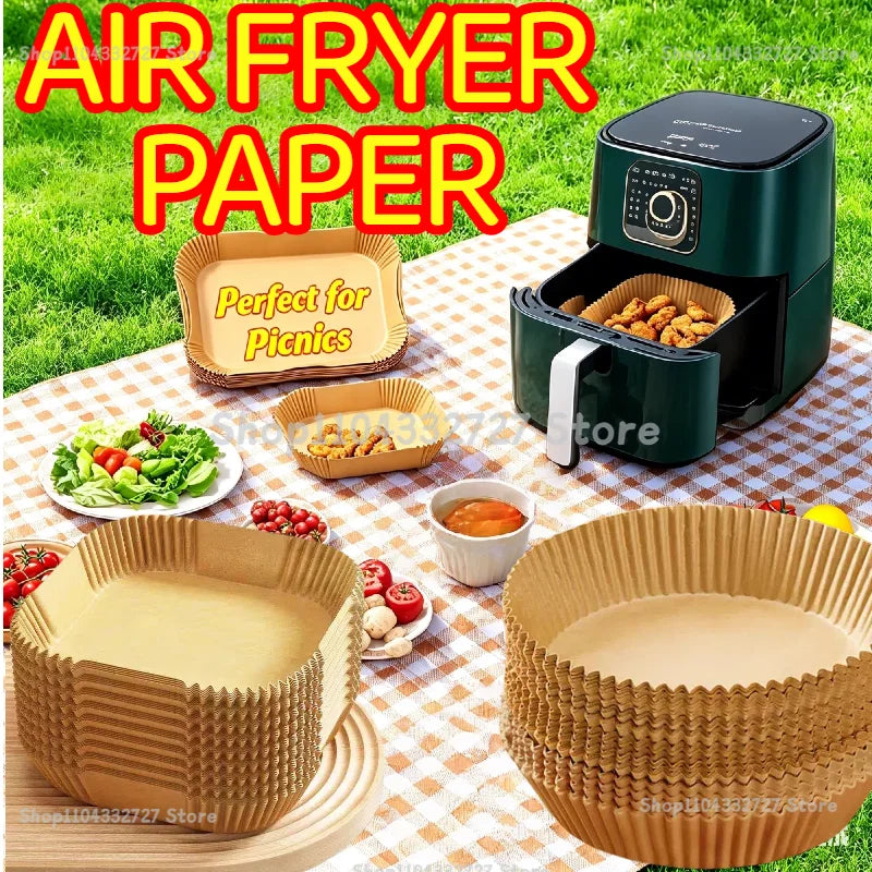 Cooking Paper Air Fryer Disposable Paper Square Round Baking Barbecue Plate NonStick Mat Kitchen Oven Oil Absorbing Paper Tool