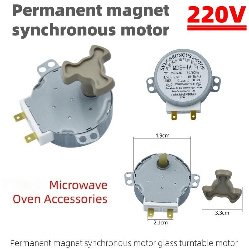 220V Microwave Oven Turntable Motor, Claw Pole PMSM, Replacement for Glass Tray, Long Lifespan & Quiet Operation