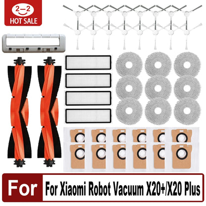 Compatible with Xiaomi Robot Vacuum X20+/X20 Plus Parts Accessories Main Side Brush Filter Mop Cloth Dust Bag Replacement