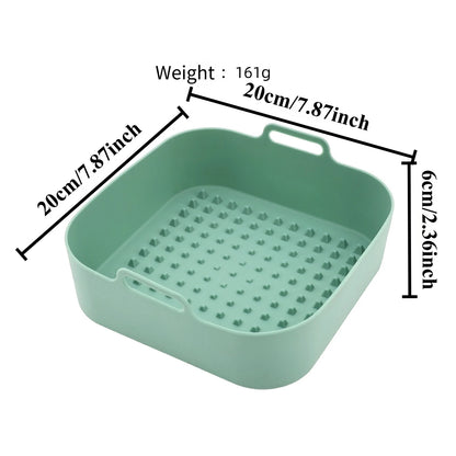 Reusable Silicone Air Fryer Mat Non Stick Square Tray Heat Resistant for Oven Toaster Grill Roasting Baking Clean Easy