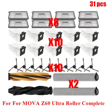 Accessories For MOVA Z60 Ultra Roller Complete/ Z60 Ultra Roller SA/ Trouver Z60 Ultra Parts Main Side Brush Mop Dust Bag Filter