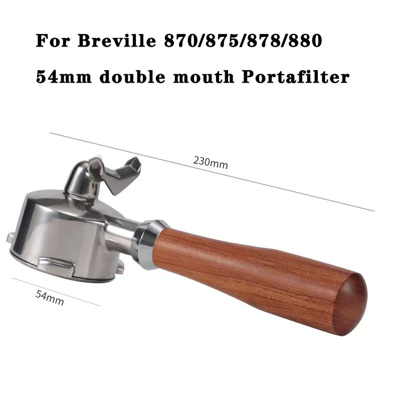 54mm Stainless Steel Double Mouth Portafilter for Breville Sage870/875/878/880 Bottomless Coffee Filter Handle Modification Tool