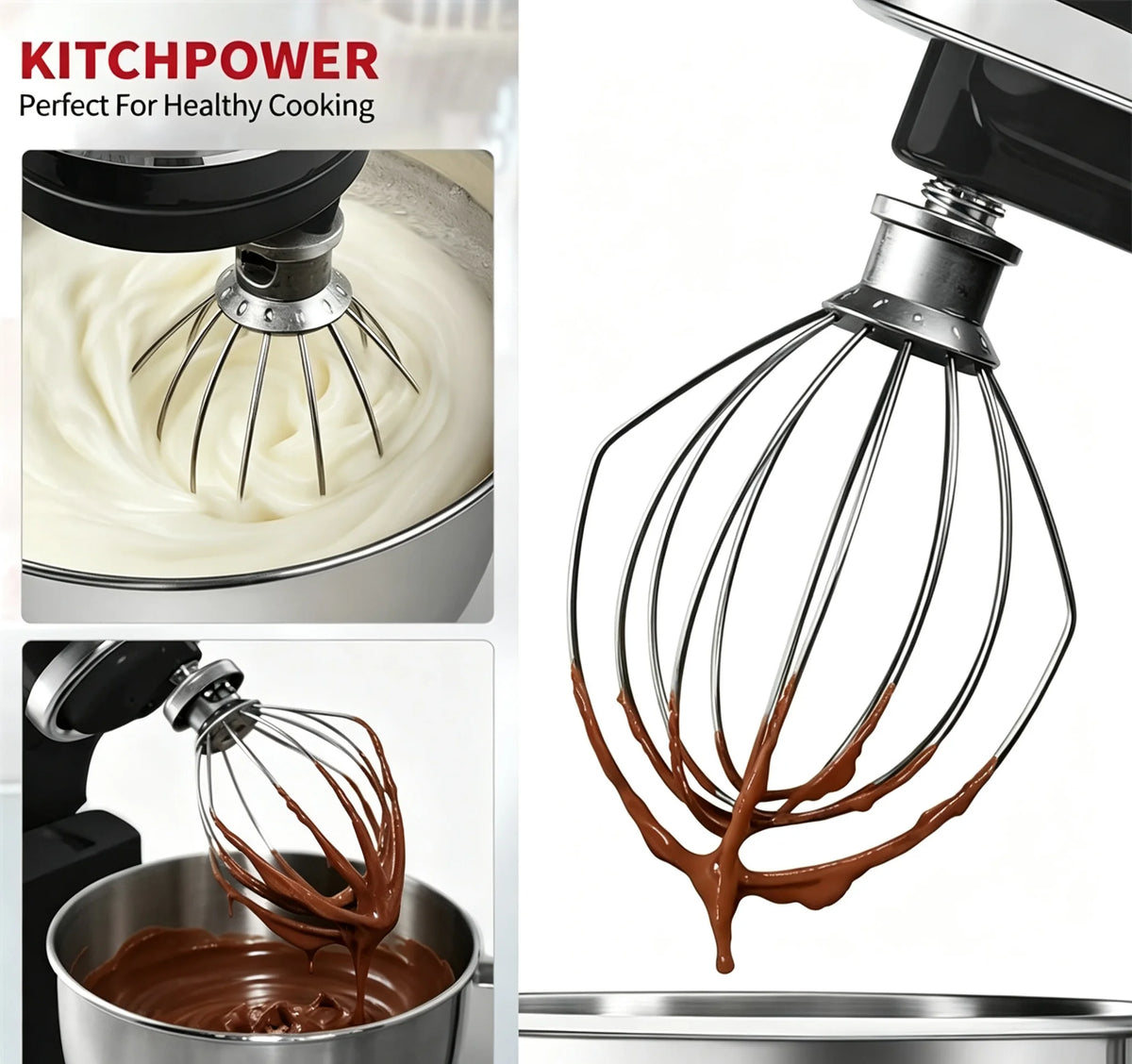 K45WW 6 Wire Whip Steel Wire Whisk Fit KitchenAid 4.5&5 Quart Tilt-Head Artisan Stand Mixer