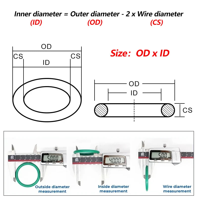 10/50Pcs FKM Sealing O-Ring CS 3.5mm OD 10mm ~ 155mm Green Fluororubber Rubber High Temperature Acid Alkali Gasket