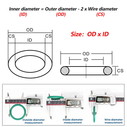 10/50Pcs FKM Sealing O-Ring CS 3.5mm OD 10mm ~ 155mm Green Fluororubber Rubber High Temperature Acid Alkali Gasket