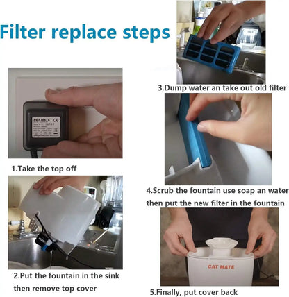Replacement Water Filter Cartridges Fit for Cat Dog Mate Fountains 12PCS