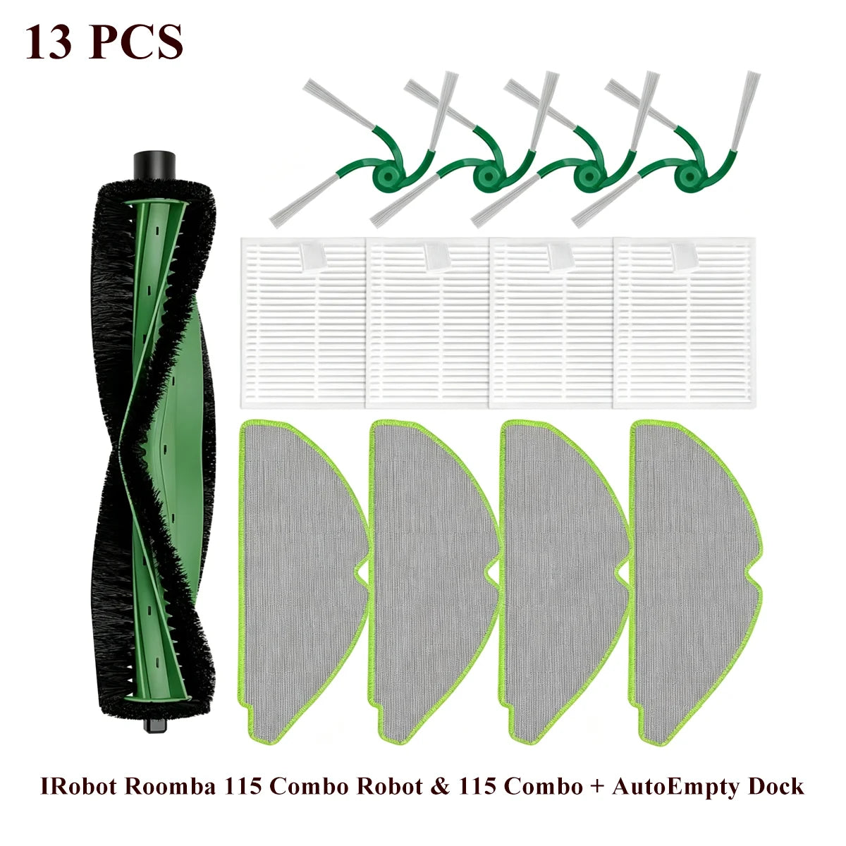 Compatible with IRobot Roomba 115 Combo/115 Combo+ Vacuum Cleaner Part Main Roller Brush Side Brush Filter Mop Pad Dust Bag Accessories