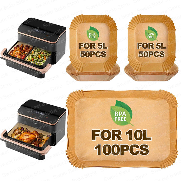 Baking Paper Compatible with Hot Air Fryer Cosori Twinfry 10L, Non-Stick Oil-Proof Disposable AirFryer Accessories
