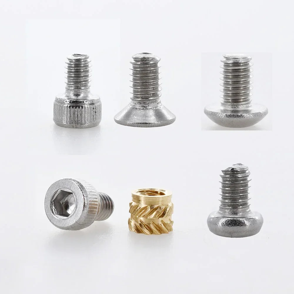 M2 M2.5 M3 M4 M5 M6 Hot Melt Brass Insert Nuts 3D Printer Heating Copper Nut PCB Laptop Stainless SteelScrew Bolt Insertnut Kit