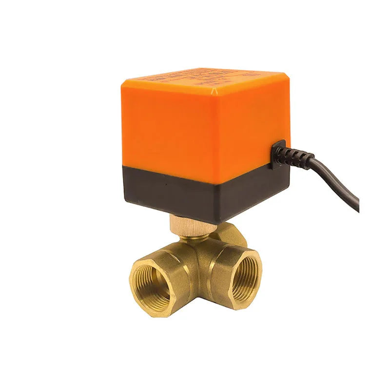 1/2" 3-Way Motorized Ball Valve DN15 Threee-Wire Two Point Control Brass Electric Ball Valve 220V 12V 24V