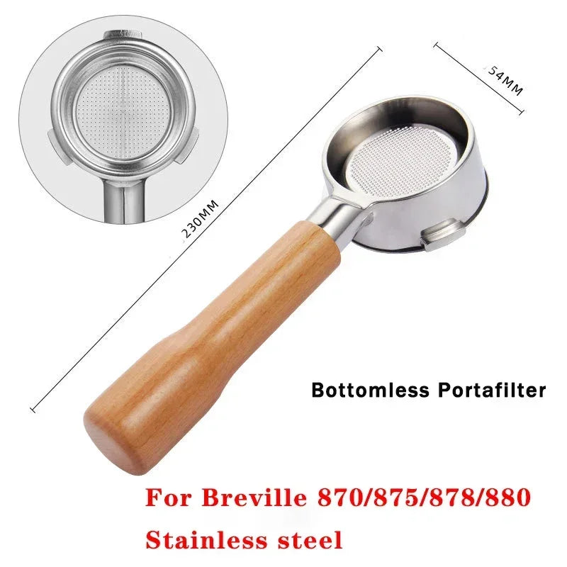 54MM Stainless Steel Coffee Portafilter for Breville Sage 870/875/878/880 Bottomless/Double Spout Coffee Handle Filter Tool
