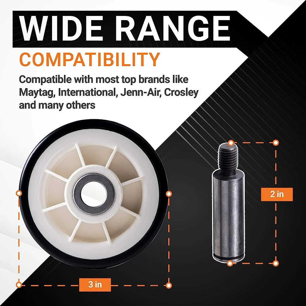 12001541 303373K 2pcs Dryer Drum Support Roller Kit Replacement Part Compatible with Maytag & Crosley Dryers 303373 12001541VP