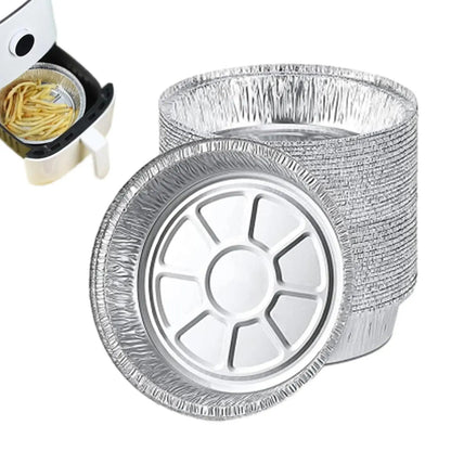 50pcs Aluminum Foil Trays Non-Stick Aluminum Foil Baking Pans Air Fryer Sheets Liners Round Oil-proof Air Fryer Basket Liner