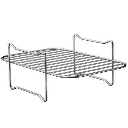 LMETJMA Air Fryer Rack for Double Basket Air Fryers Stainless Steel Multi-Layer Air Fryer Dehydrator Rack with Skewer JT187
