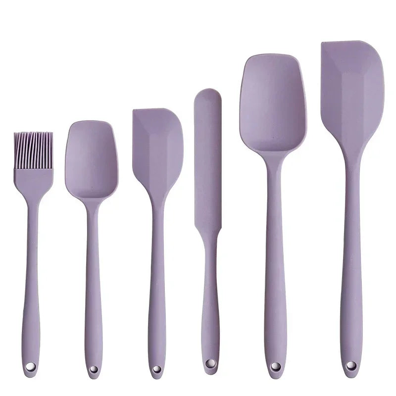6 Pieces Silicone Spatula Set Non-Stick Heat Resistant Spatula Oil brush Cream Mixing Spoon for Cooking Baking Mix Baking Tools