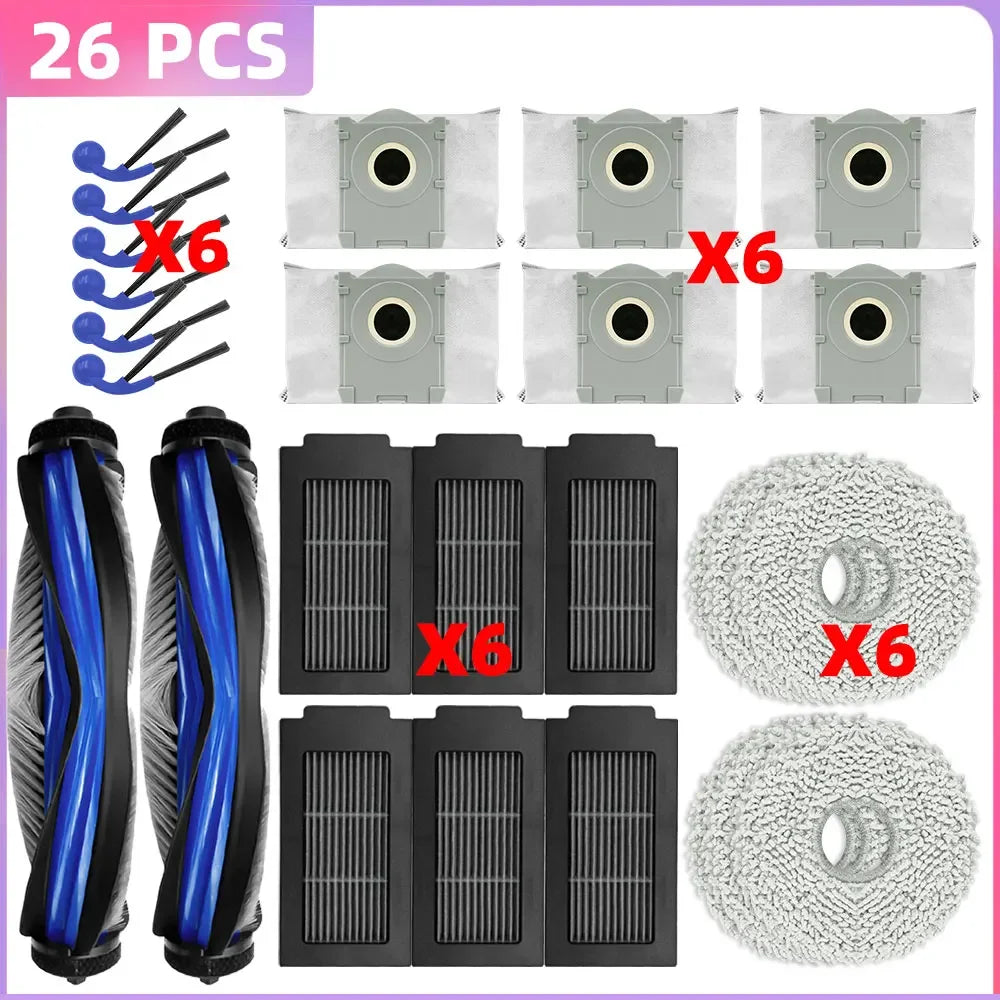 Compatible with Ecovacs Deebot T30C / T30C OMNI Parts Main Roller Side Brush Filter Mop Cloth Dust Bag