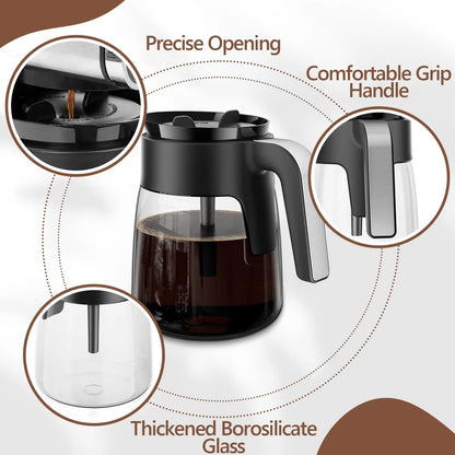 12 Cup Coffee Pot Replacement Compatible with Ninja Coffee Maker Glass Carafe for Ninja with Brew-Through Lid, , Dishwash