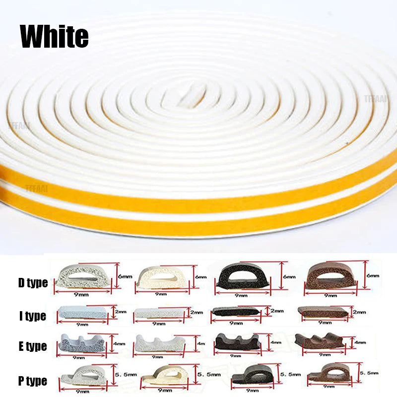 Door Insulation Seal Strip Tape Self-adhesive Acoustic Rubber Foam Weatherstrip Window Sound Draft Stopper Weather Strip
