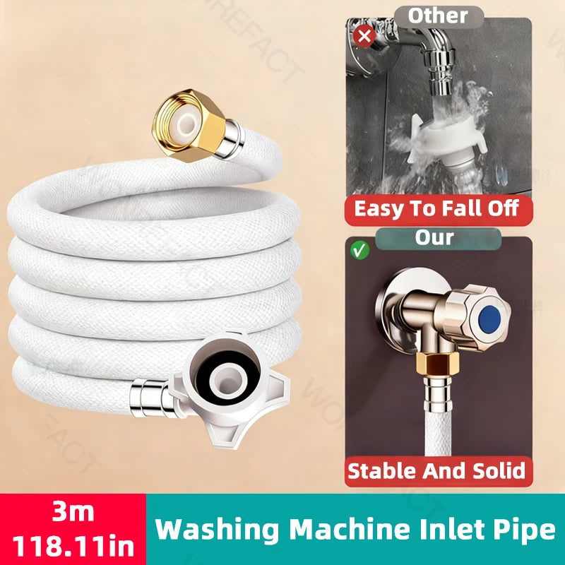 Explosion Proof Extended Hose Automatic Washing Machine Inlet Hos Threaded Anti Slip Head Extended Water Supply Hose