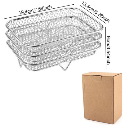 Air Fryer Accessories Metal Oven Air Fryer Racks For Baking Stackable Grill Skewer Rack Fit All Airfryer 4.2Qt - 5.8Qt