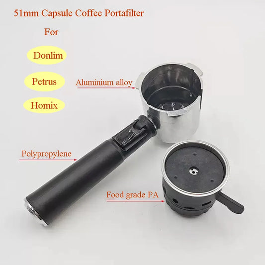 51mm Capsule Coffee Portafilter with Filter for Donlim KF6001/KF5403/KF5400/KF5005 Homix Coffee Machines
