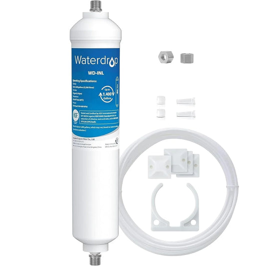 Waterdrop INL Inline Water Filter for Refrigerator and Ice Maker | , Sediment, Bad Taste Odor, High Capacity Drinking Water Filtration System, 1 Year