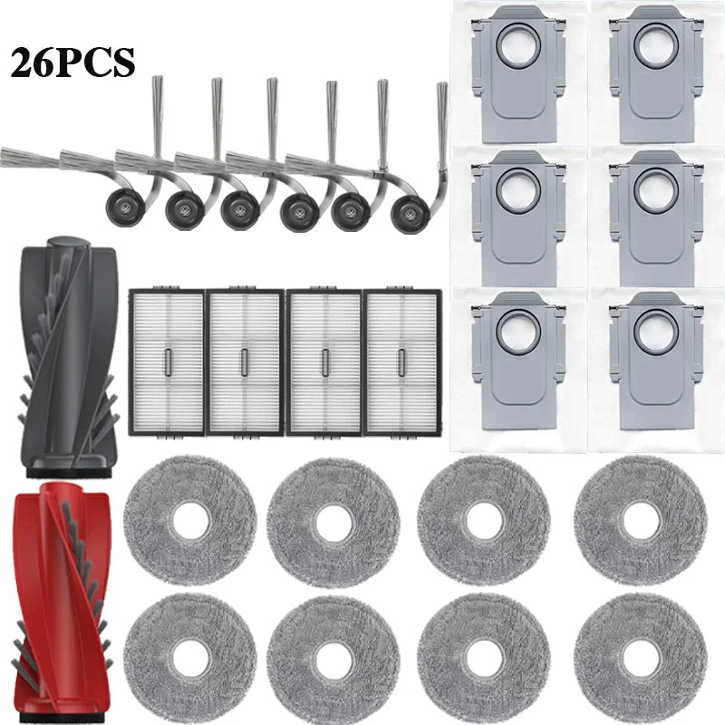 Compatible with Roborock Saros 10R / Saros 20 Robot Vacuum Spare Parts Main Side Brushes Mop Cloths HEPA Filters Dust Bags Accessories