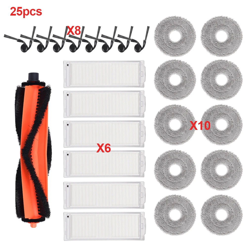 Replacement Kit Parts Compatible with Xiaomi S40 Pro/OV71GL Robot Vacuum Cleaner Side Brush Filter Main Roller Brush Mop Cloth Accessories