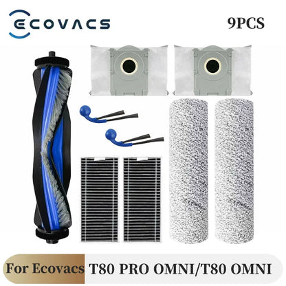 For ECOVACS T80 PRO OMNI / T80 OMNI Vacuums Cleaner Main Roller Mop Cloth Side Brush Dust Bag HEPA Filter Replacement Accessorie