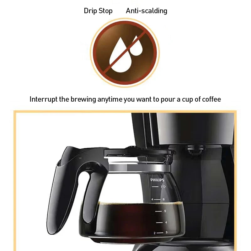 Compatible with Philips HD7432 Drip Coffee Maker 220V Fully Automatic Coffee Machine 600ML Drip Filter Small Multi-functional Coffee Pot