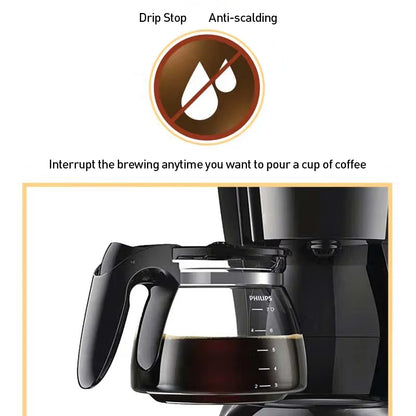 Compatible with Philips HD7432 Drip Coffee Maker 220V Fully Automatic Coffee Machine 600ML Drip Filter Small Multi-functional Coffee Pot