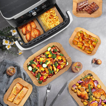Air Fryer Paper for Ninja AF500EU Disposable Non-Stick BPA Free Healthy Cooking Oil Free Compatible with Dual Zone Air Fryers