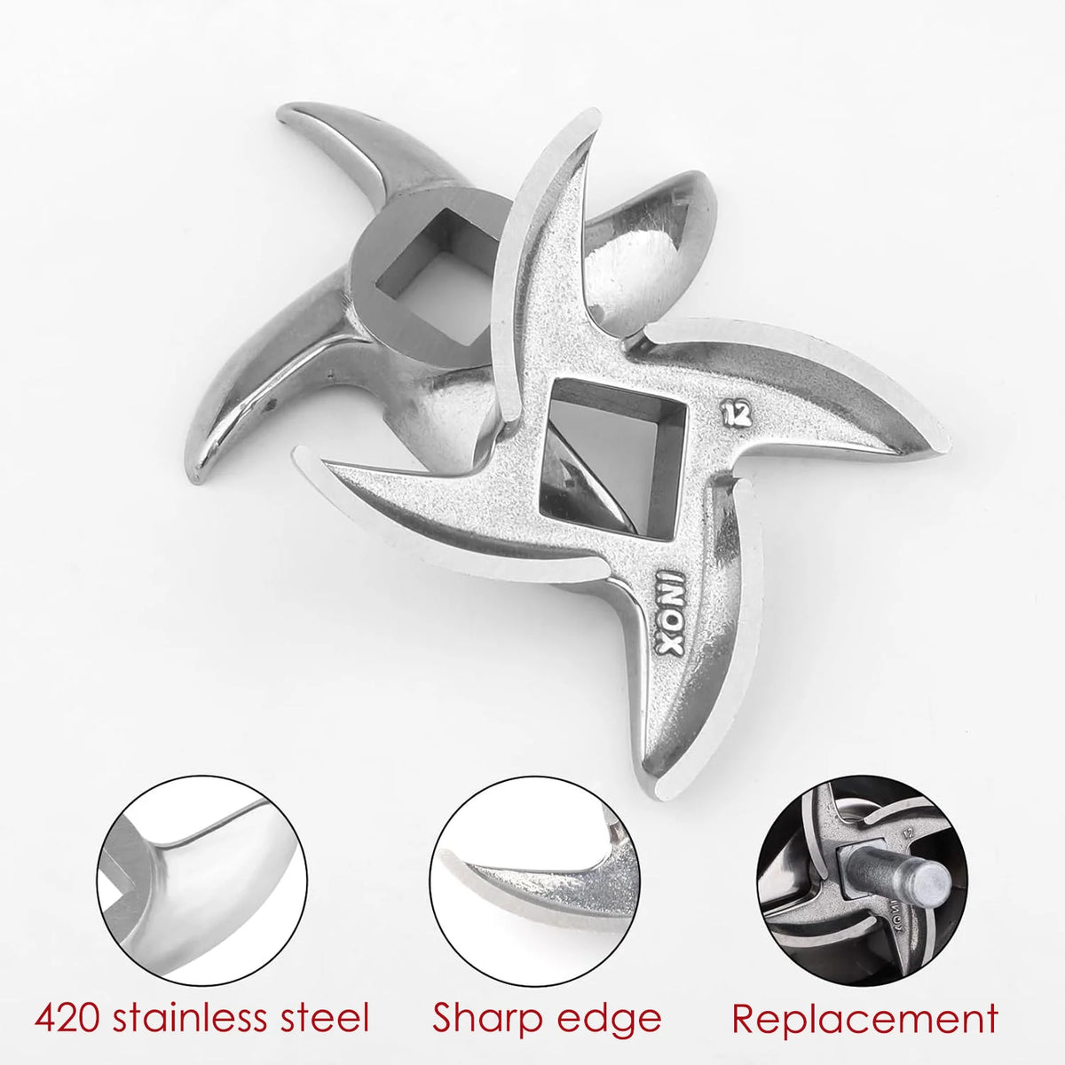 1Pcs/2 Pcs #12 Meat Grinder Blade Stainless Steel Knife Cutter Replacement for Grinders