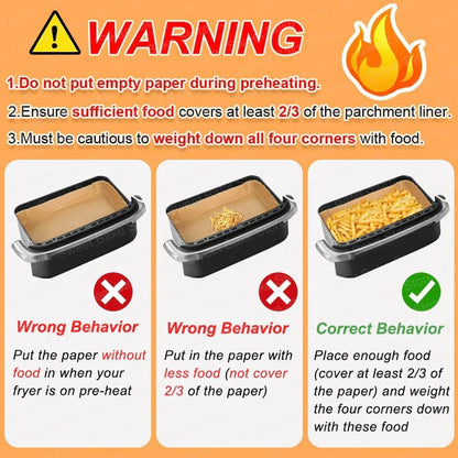 Large Air Fryer Disposable Baking Paper Liners for Ninja Foodi FlexDrawer Air Fryer 10.4L AF500EU/AF500EUCP, Cecotec 9000 9L