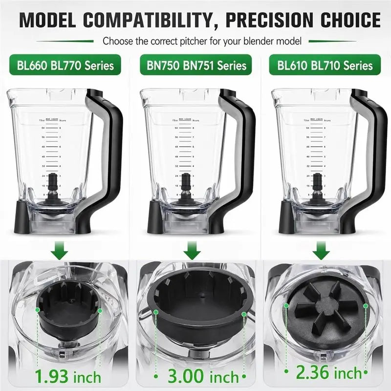 Hot Sale-For Ninja Blender Replacement Pitcher Replacement Parts For Ninja Blender 72Oz Blender Replacement