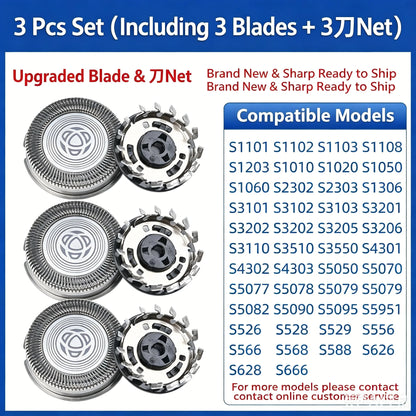 Replacement Shaver Heads Compatible with Philips S3000 Series - Fits S3101, S3102, S3103, S3201, S3202, S3203