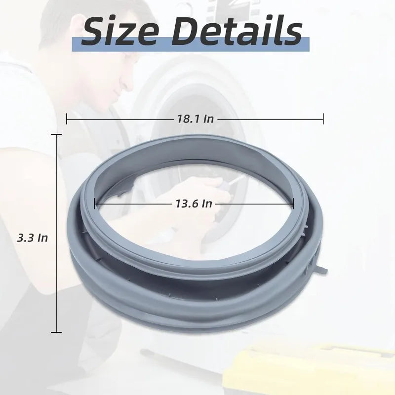 Replacement Washing Machine Door Seal Gasket - Compatible with Whirlpool, Maytag, Amana, Inglis (Models: W10290499, W10300559, W10381562)