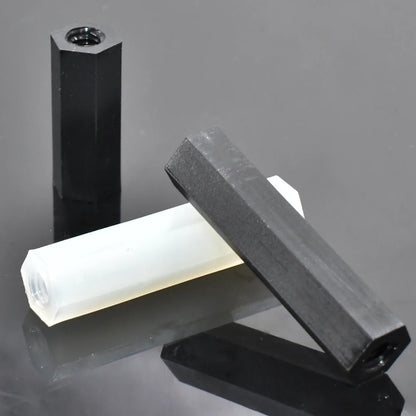 White and Black Double Pass Nylon Hex-agon Spacer Standoff Female Column Double Pass Plastic Hex Long Spacing Screws M2 M2.5 M3