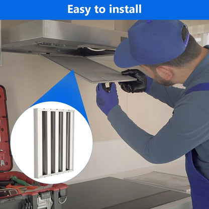 Commercial Range Hood Filter 6 Pack – 430 Stainless Steel, 5 Grooves Baffle, Oil & Grease Separation – Canopy Kitchen Exhaust Vent Replacement