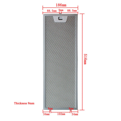 00660222 00660223 Cooker Hood Filter Set 516x166/516x186mm Kitchen Extractor Range Hood Grease Filter Aluminium 1pcs