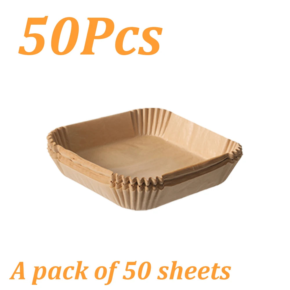 50-500Pcs Disposable Air Fryer Paper Oven Paper Nonstick Air Fryer Baking Paper Round Square Air Fryer Paper Kitchen Accessory