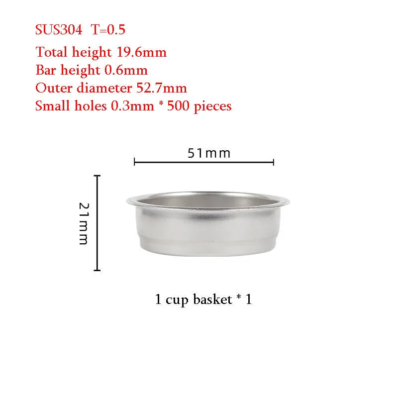 51mm Coffee Basket Delong ECO310 Mmodified Solid Wood Handle Two Ears Stainless Steel Bottomless Portafilter Barista Accessories