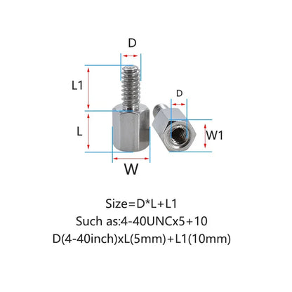 Male to Female Nickel Plate Brass Motherboard Hex Standoff Inch Thread Rack Board Stud Spacing Screws Bolt Column Spacer 4-40UNC